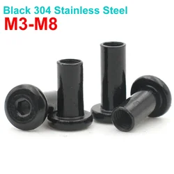 M3 M4 M5 M6 M8 Black 304 Stainless Steel Hex Socket Hexagon Large Flat Head Rivet Connector Insert Joint Sleeve Cap Nut