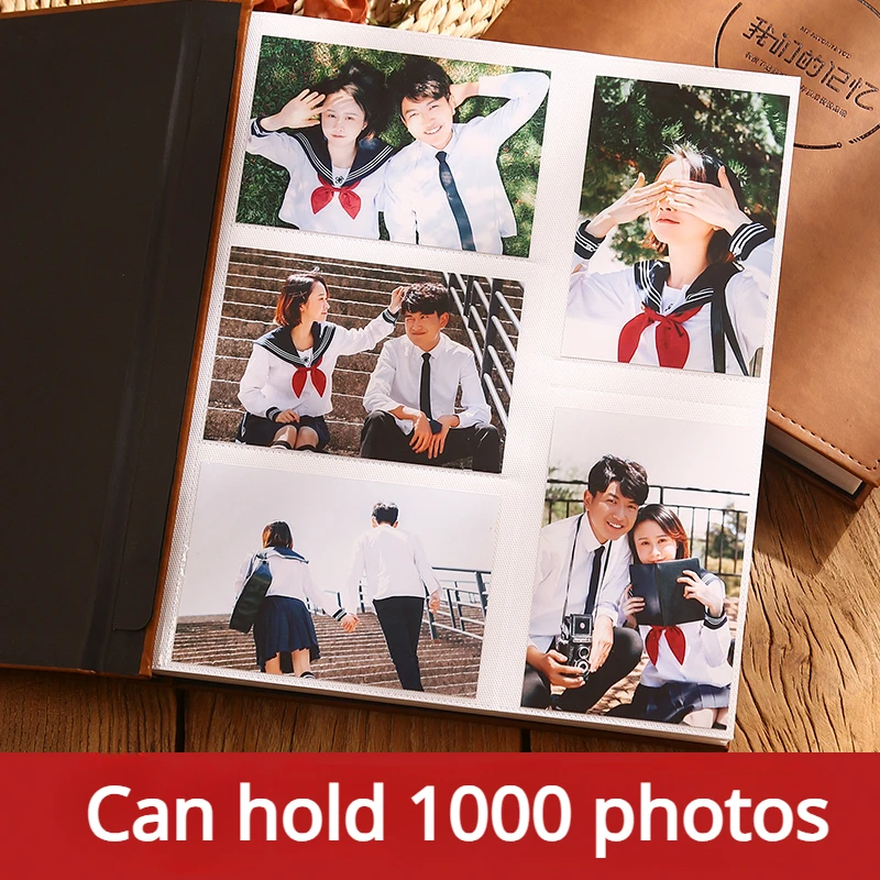 6 Inch 1000 Couple Photo Albums, Large Capacity Family Photo Album, Commemorative Album, Foldable, Molded Art Leather, 5 Inches