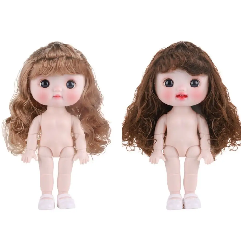 Beautiful 1/6 BJD Movable Joint Doll Body Kawaii Toys Nude 21 Ball Jointed Doll 3D DIY Big Head Doll with Hair Girl