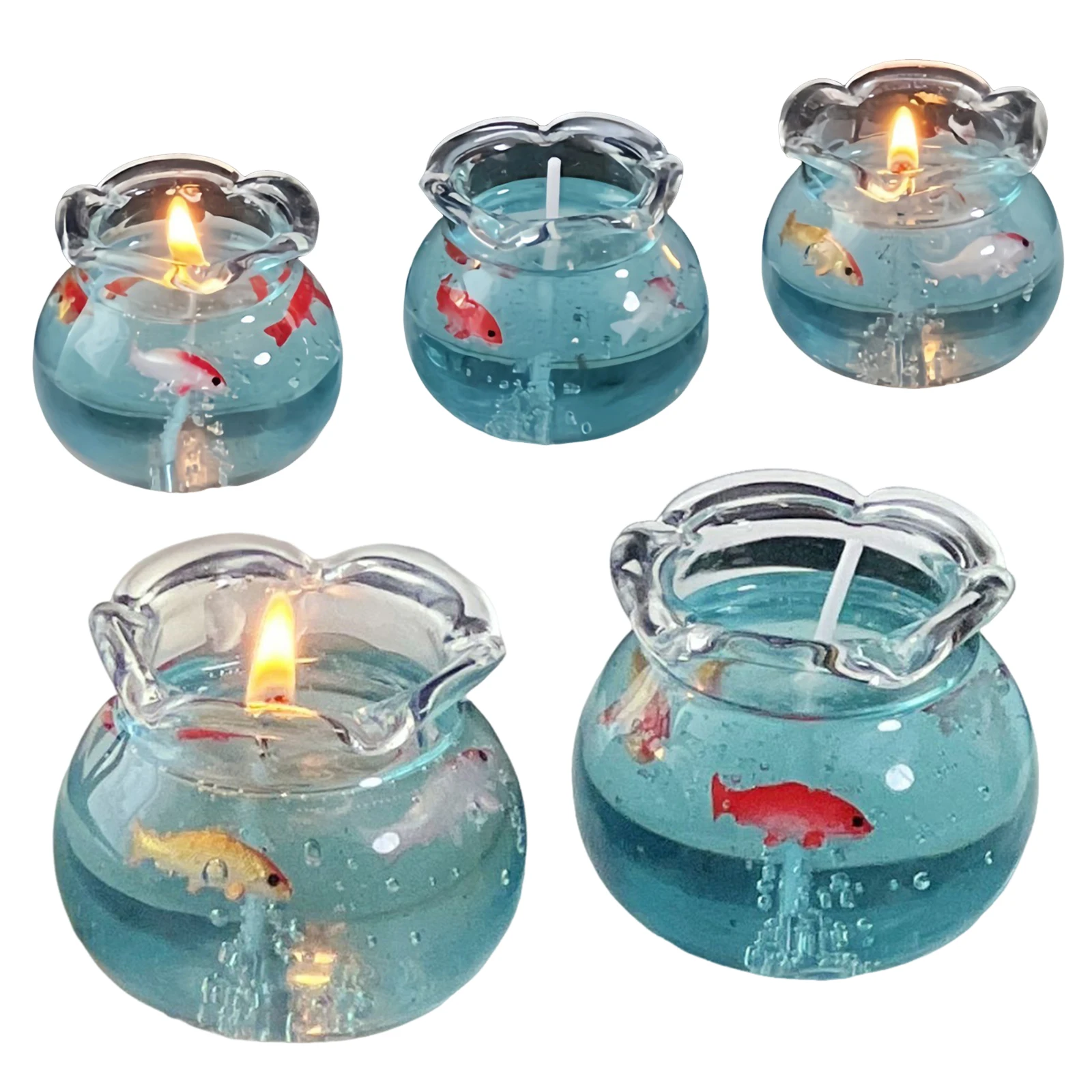 Mini Bubble Fish Tank Scented Candle Fish Tank Theme Gel Candle Decorative Candles for Home Decor Desk Ornament & Gift for Women