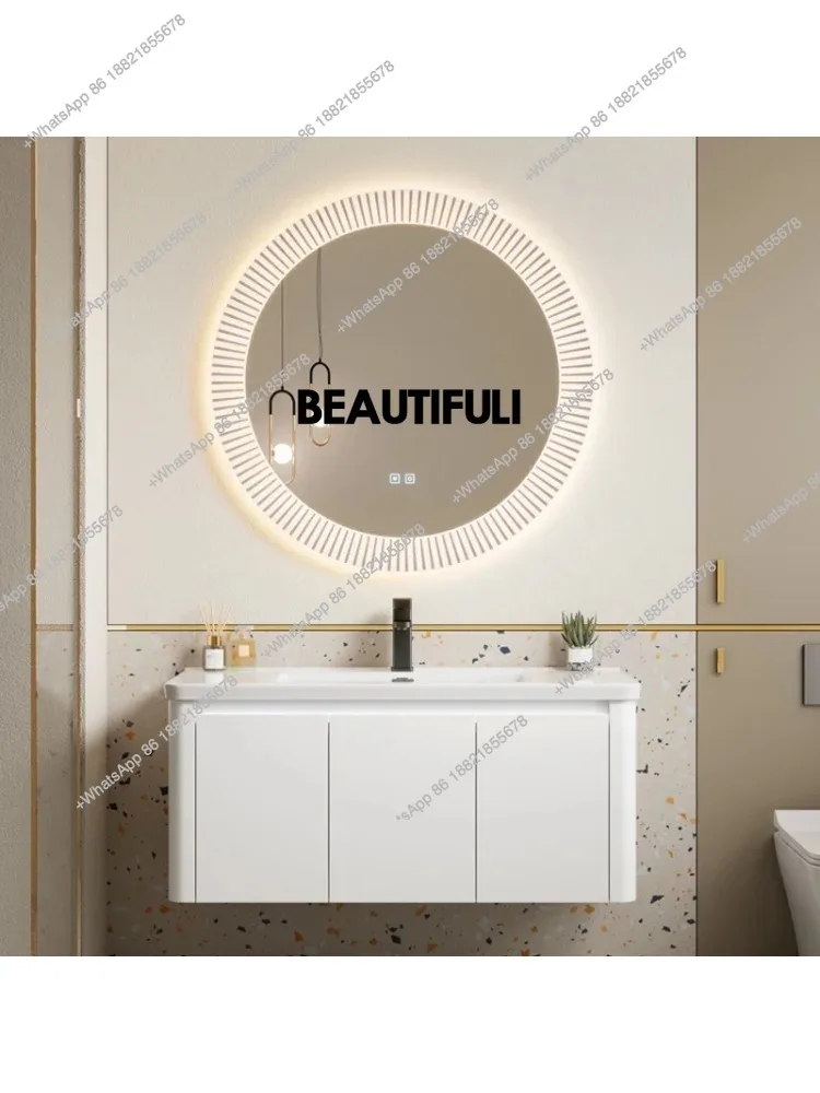 

Современный шкаф для ванной комнаты, умное зеркало, встроенный керамический умывальник, туалетный столик для ванной комнаты, раковина для хранения, мебель для ванной комнаты