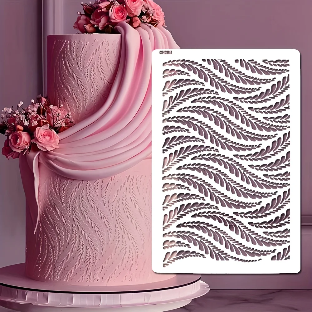 Cake spray pattern template,Stencils willow branch and wheat ear plant shaped hollow template, PET food grade material cake