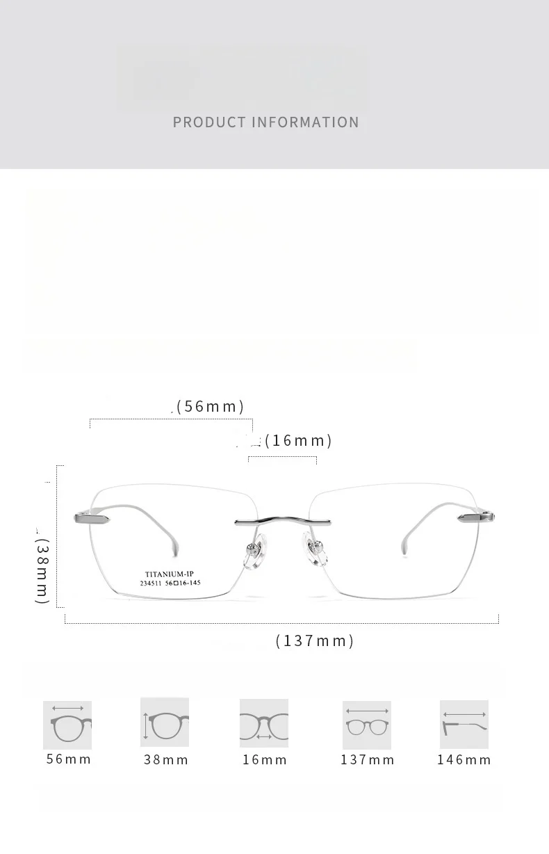F·DRACON Neue rahmenlose Herrenbrille aus reinem Titan mit ultraleichter polygonaler optischer Korrektur für Herrenbrillen 234510wk – Detail 6