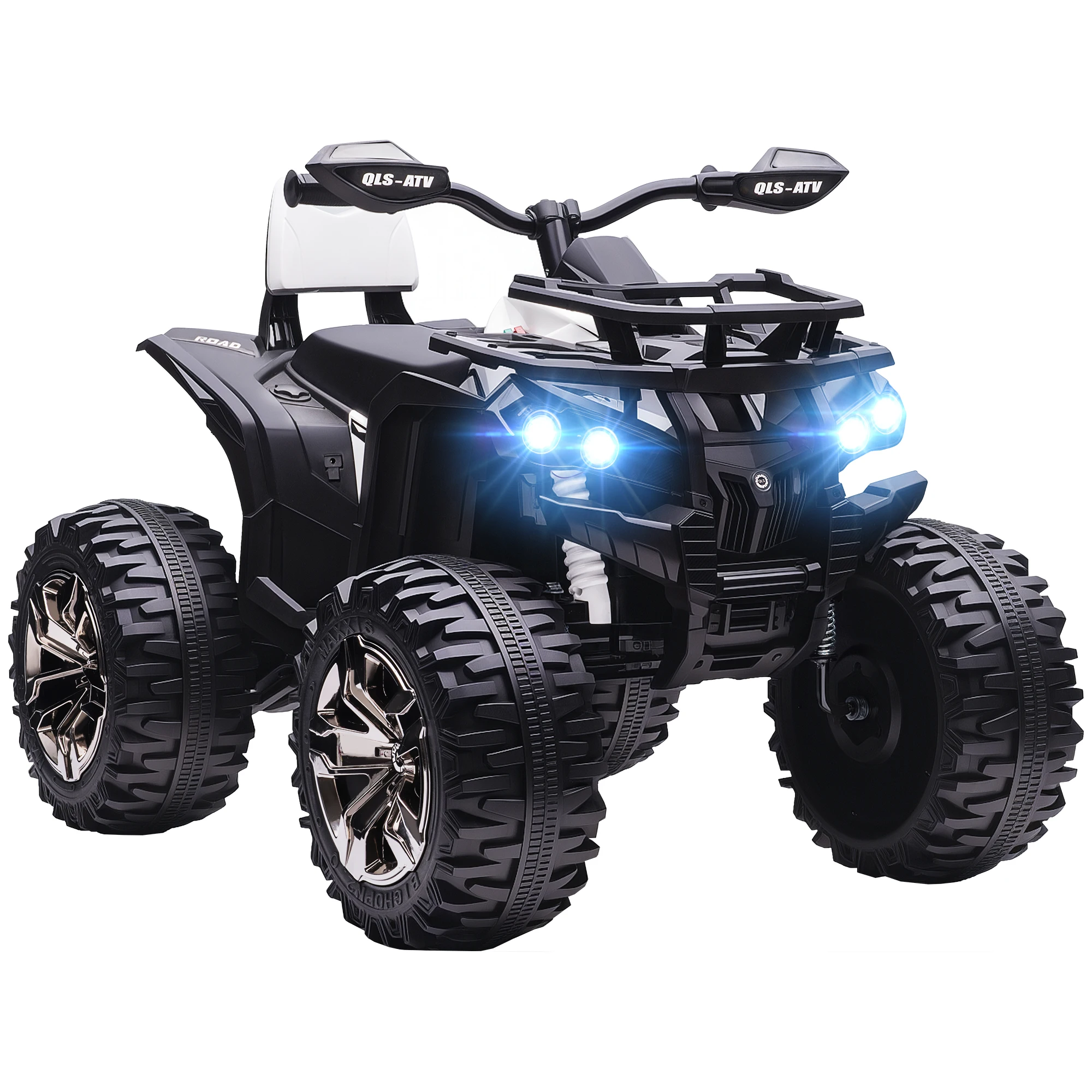Quad Buggy électrique Enfant 12 V 8 Km/h Max. Voiture électrique Enfant avec Effets Lumineux sonores métal PP Blanc Noir