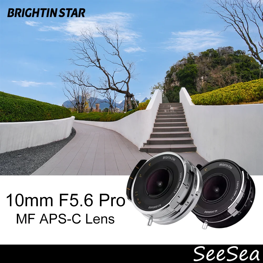 Brightin Star 10mm F5.6 Pro APS-C Fisheye 175 °   Ultra-Weitwinkel-Objektiv mit Manueller Fokussierung für Fuji XF Sony E Nikon Z Canon EOS R M43 A7C XT50