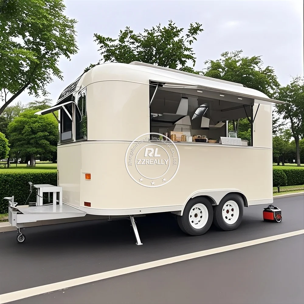 

Convenient Food Trailer Mobile Kitchen With Fully Equipments Coffee Cart Customized Fast Food Truck