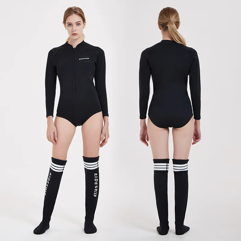 

STLF Women's 2mm Split Bikini One-Piece Wetsuit Sun Protection Cold-Proof Warm Triangle Swimsuit for Snorkeling Fitness Knitted