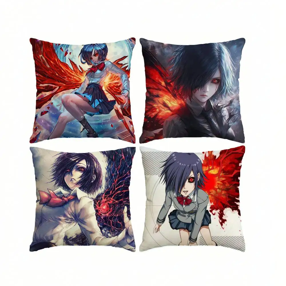 T-Touka Kirishima Anime T-Tokyo Ghoul  Pillow Case Square Double-Sided Sofa Cushion Cover Bedroom Bedside Pillow
