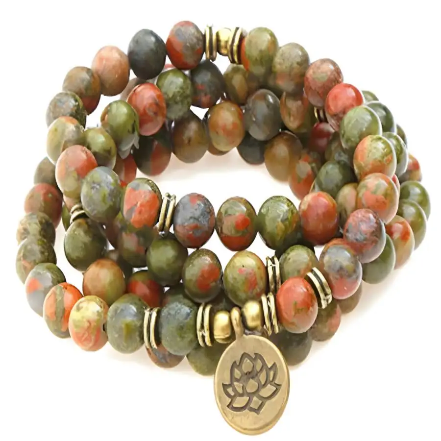 

8mm 108 flower green jade Buddha beads yoga bracelet Women Zen Hand Buddhist Buddha zazen Bead Japa Nirvana Prayer Bodhi