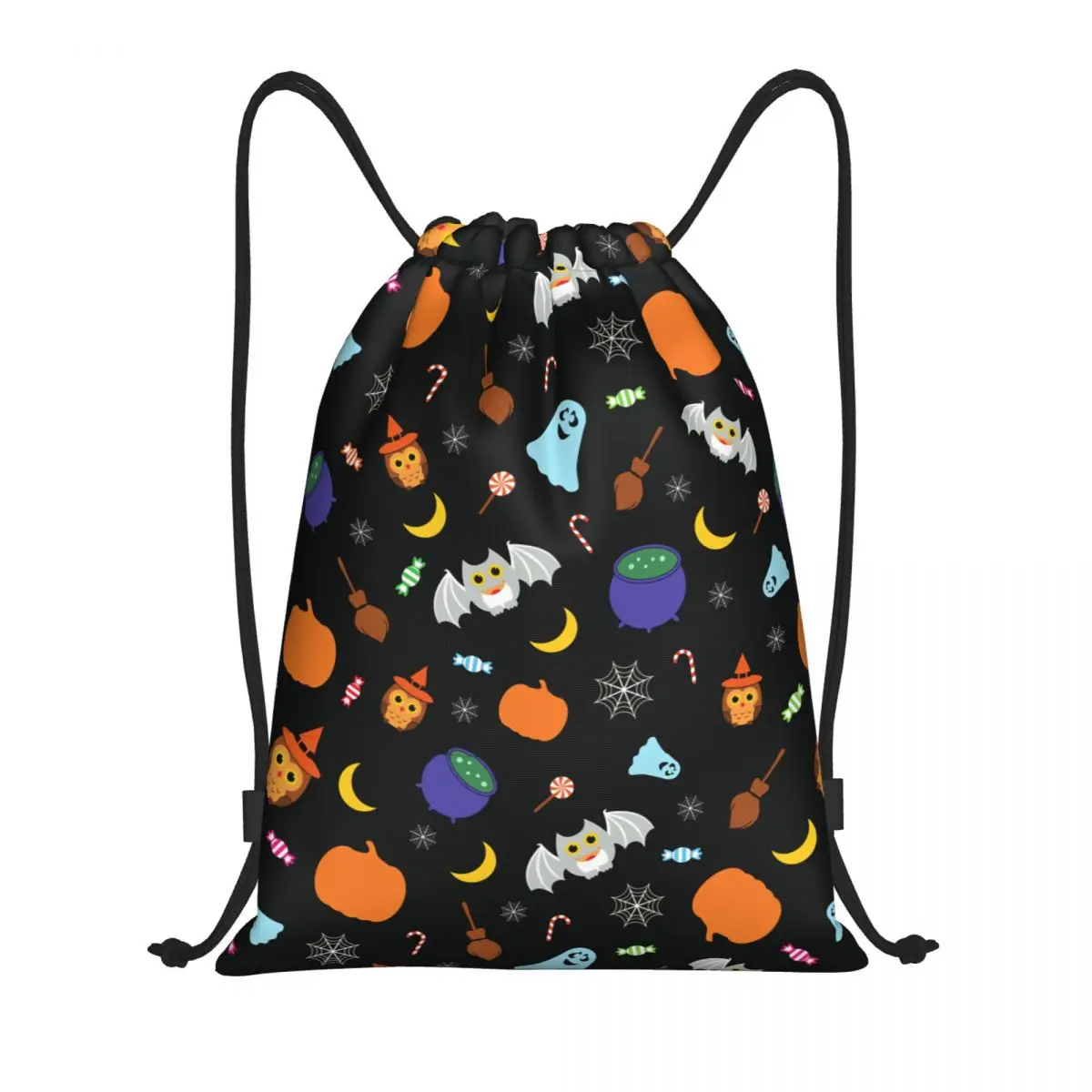 مخصص اليقطين بو القمر الخفافيش العنكبوت هالوين الرباط على ظهره الرياضة حقيبة قاعة رياضة للنساء الرجال التسوق Sackpack