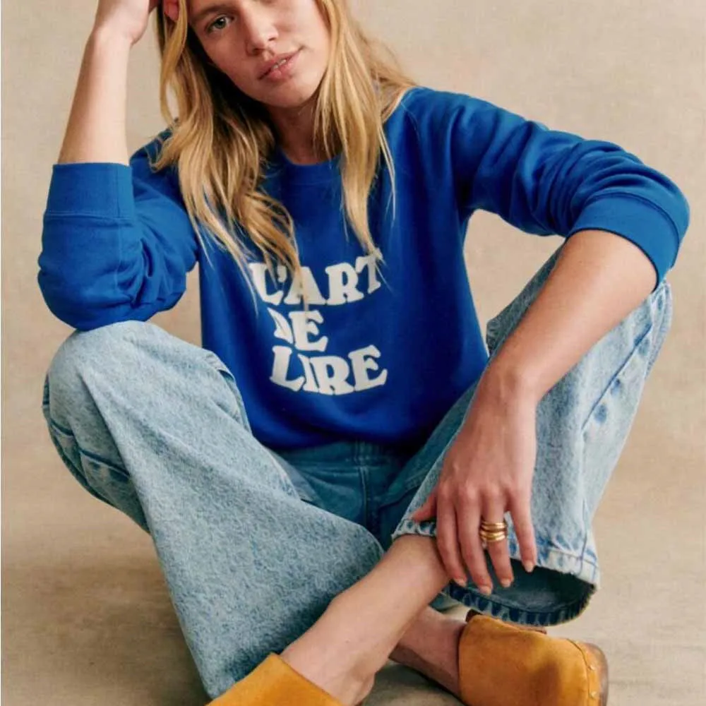 

Элегантный повседневный джемпер с буквенным принтом во французском стиле ретро, женский свободный толстый флисовый теплый пуловер с длинными рукавами, простой свитшот