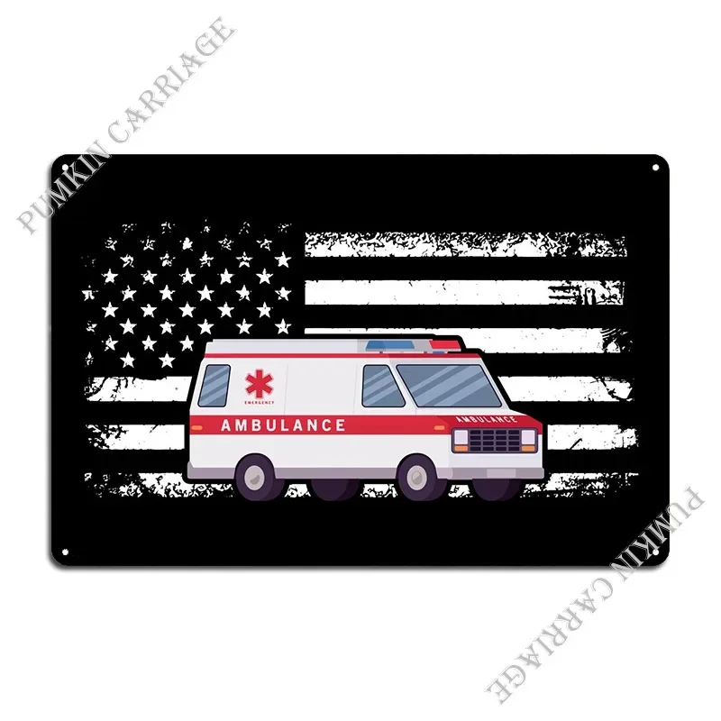 Ambulance Flag Ambulance P Metal Plaque Poster Customized Vintage Garage Plaques Cave Tin Sign Poster