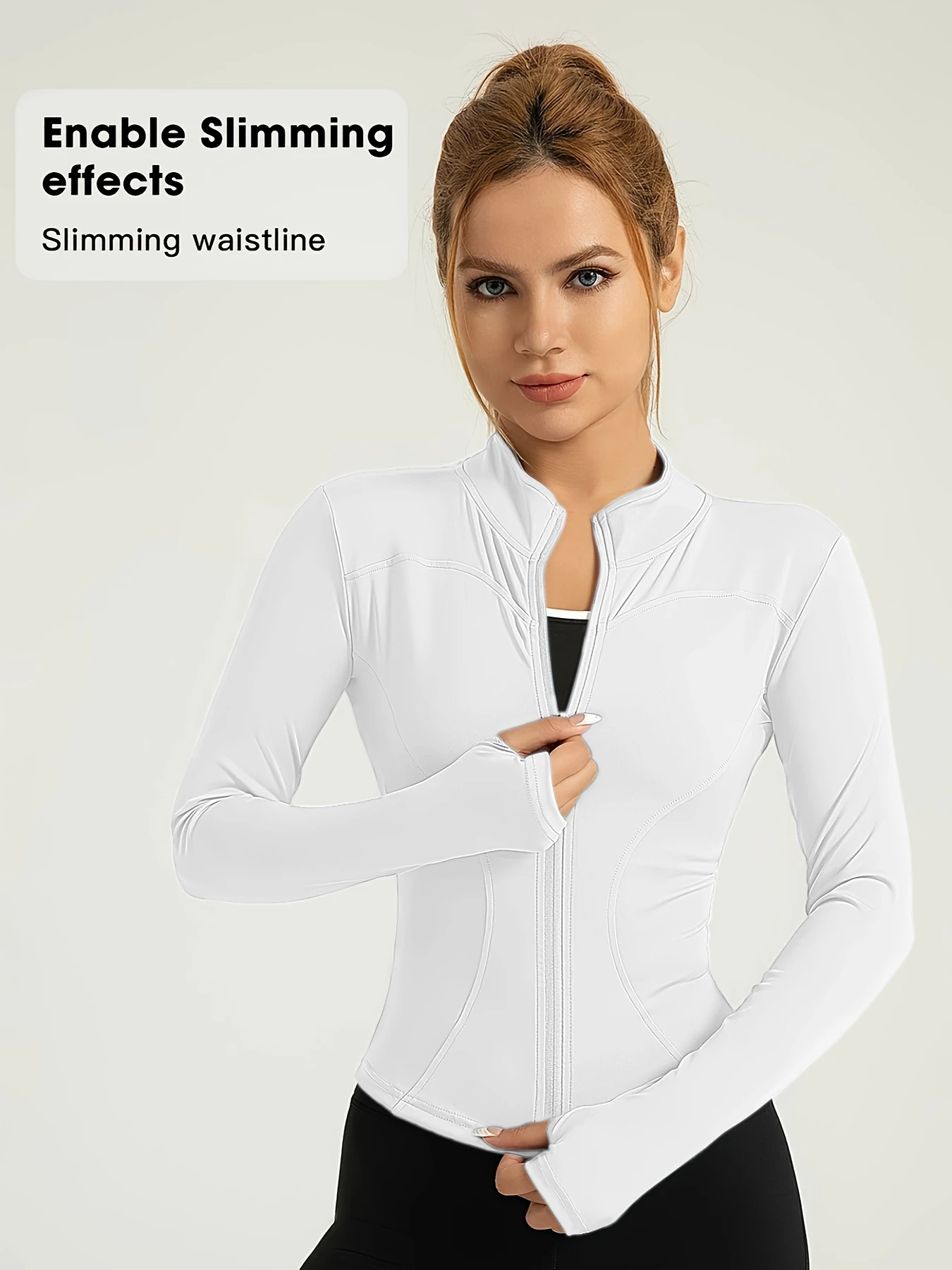 Stand up yoga suit jacket, running and cycling exercise slimming and stretch fitness yoga top for women