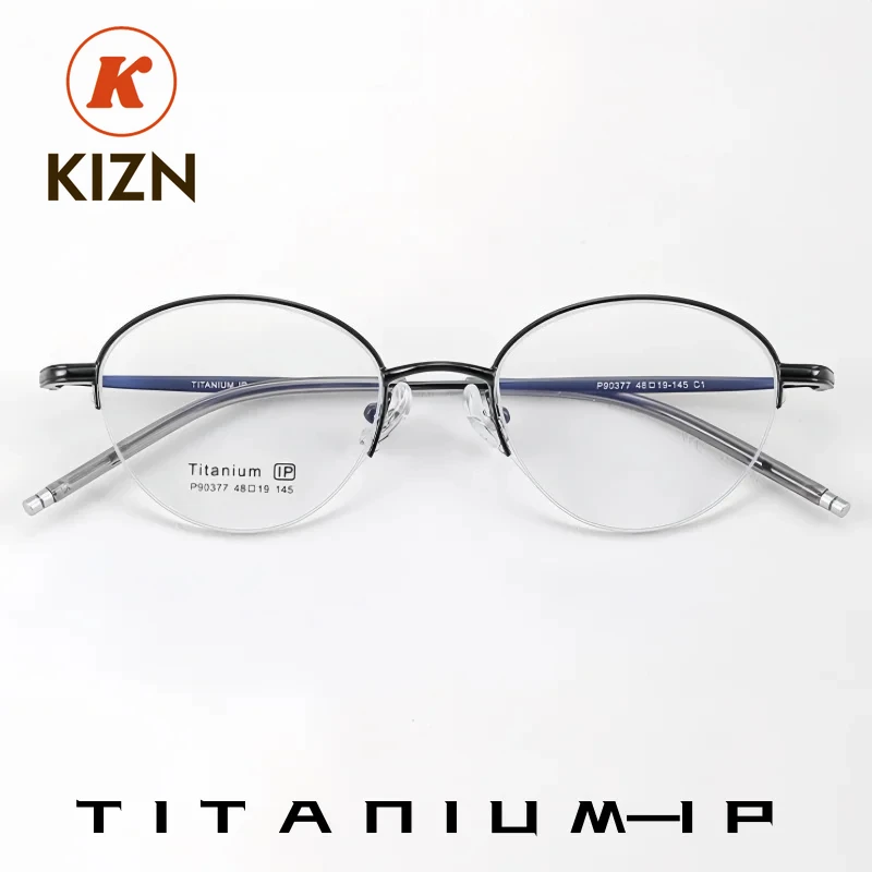 

Очки KIZN в ретро-стиле, овальные, унисекс, полуоправные, ультралегкие, модные, из титанового сплава, маленькие, стильные, с оправой из титанового сплава