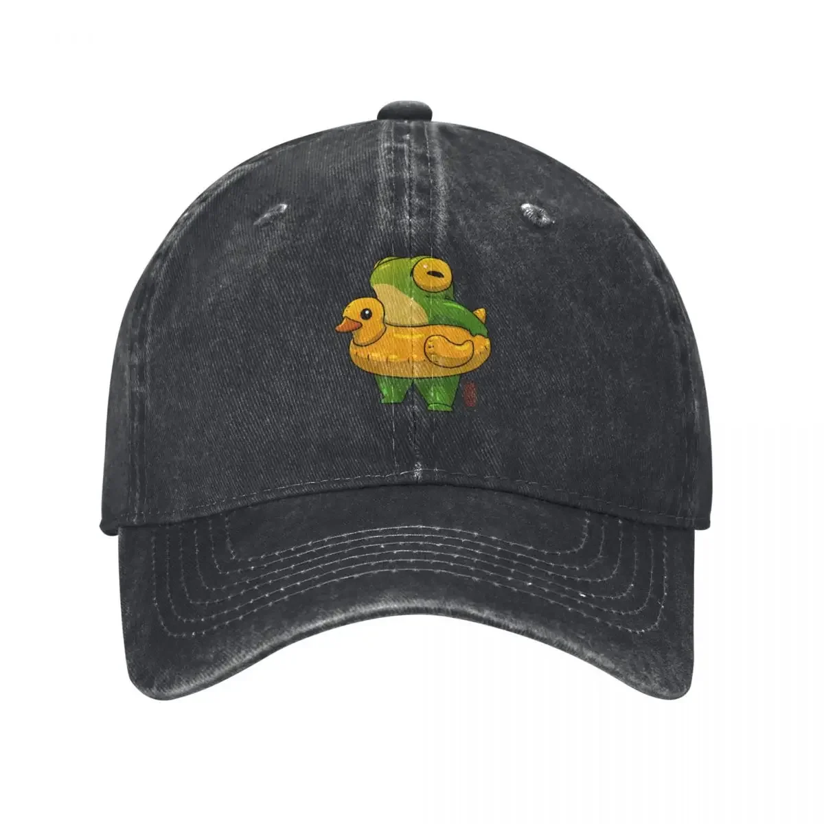 cute summer time ducky frog swimming pool floatie artwork asian style Baseball Cap black Men Luxury Brand Women's