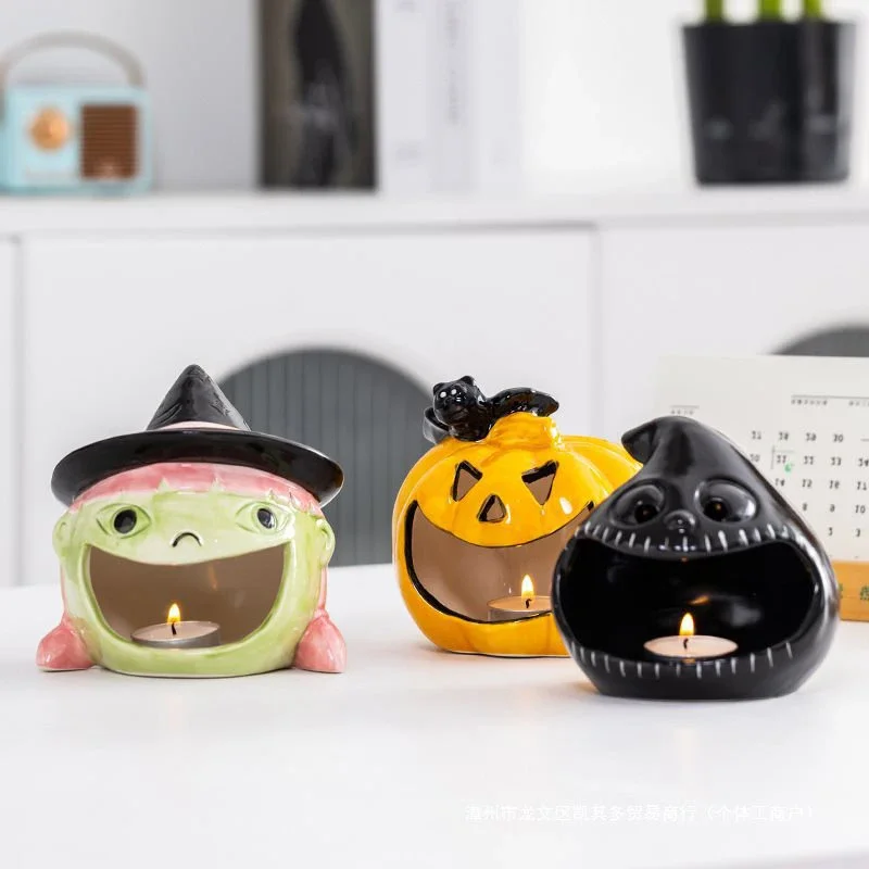 السيراميك شبح شمعة حامل اليقطين الخفافيش الشمعدان الحلوى تخزين سطح المكتب المعطرة شمعة زخرفة مقاومة للحرارة ديكور المنزل هدية