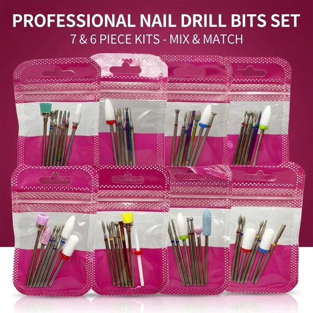 7-Piece Set Alloy Nail Drill Bit Set Ceramic Steel Multifunctional Nail Art Drill Bit Kit Diamond Durable Nail Removal Bit Kit
