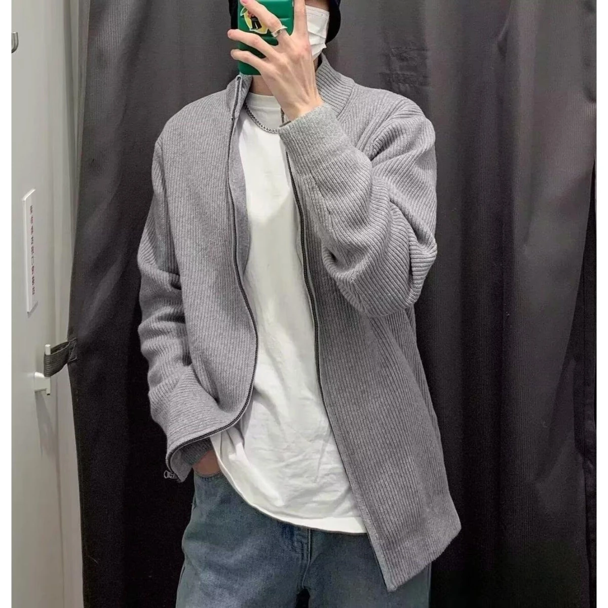 

Повседневный вязаный свитер в американском стиле ретро с v-образным вырезом, мужской цветной открытый кардиган, мягкий полиэстер, длинная зимняя верхняя одежда све