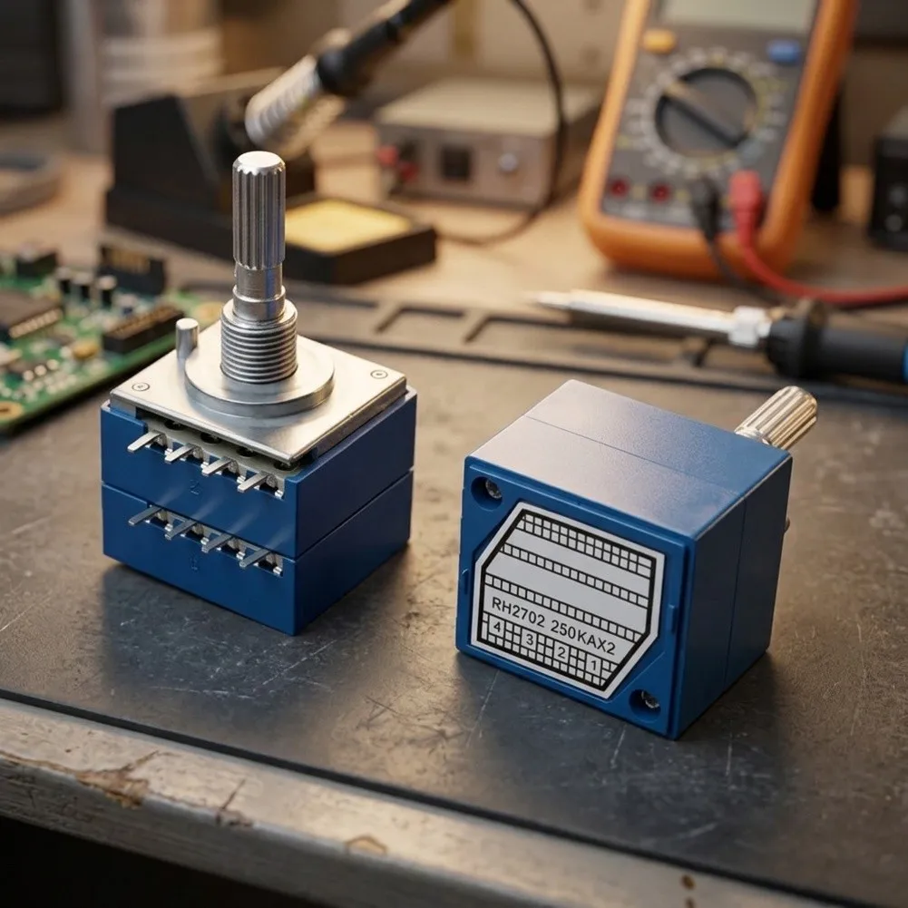 Electronic Circuit Control Dual for volume Potentiometer Lightweight Build Stable Output 250K Ohm Resistance Silver