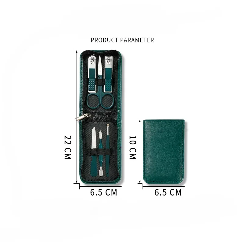مجموعة أظافر احترافية مع حقيبة قابلة للطي ، قطع مانيكير ، مقصات من الفولاذ الكربوني ، 6 طقم قطع