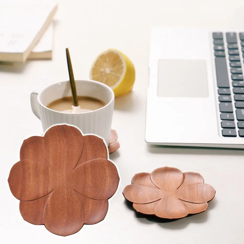 Durable Rosewood Wood Coasters Chinese Style Drink Mat Round Heat Resistant Drink Mat Coffee Cup Pad Table Non-slip Coffee Pad