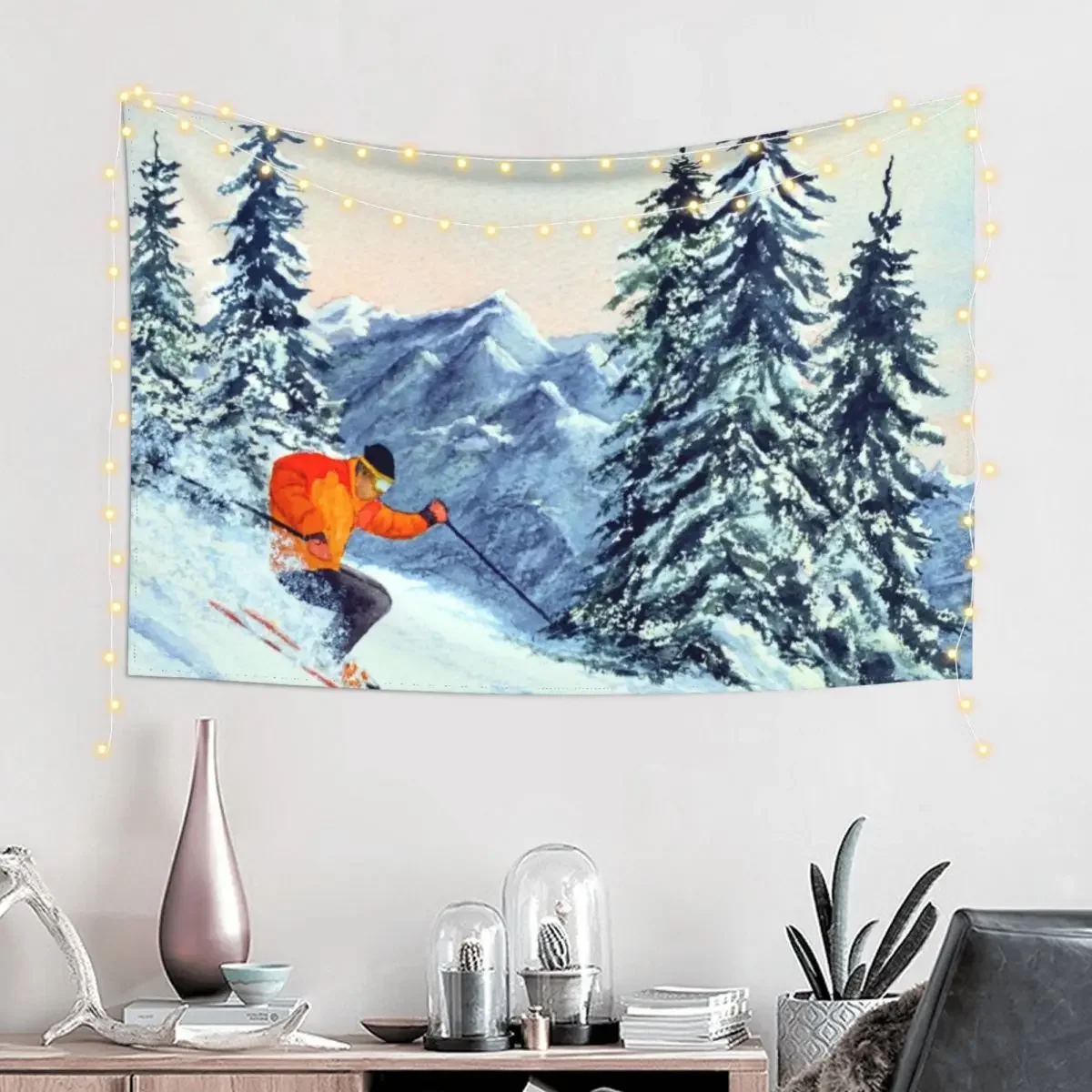 Skiing - The Clear Leader Tapestry Things To The Room Living Room Decoration Room Decoration Korean Style Tapestry