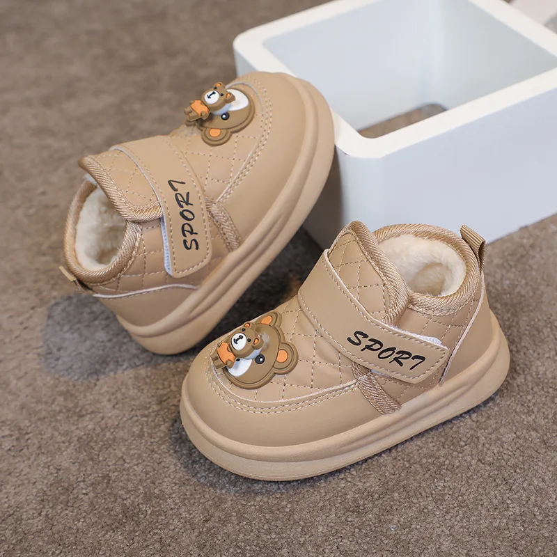 

2025 детские хлопковые сапоги для девочек и мальчиков, новая зимняя модная обувь в корейском стиле с мягкой подошвой, нескользящая универсальная теплая обувь