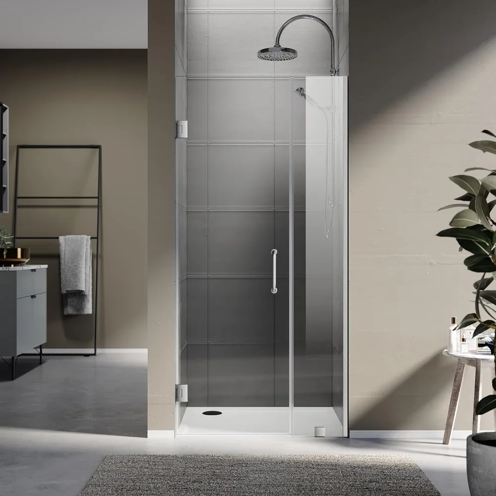 

35-1/8 to 36 in W x 80 in H Frameless Swing Shower Door in Brushed Nickel in with Double 3/8" (10mm) Certified Tempered Clear