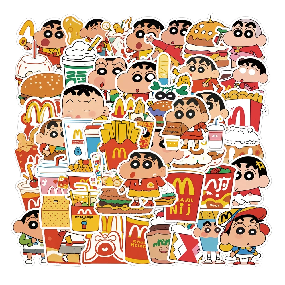 

100Pcs Kawaii Anime Crayon Shin chan Stickers Skateboard Suitcase Phone Laptop Waterproof Cute Sticker Cartoon Kids Toy Gifts
