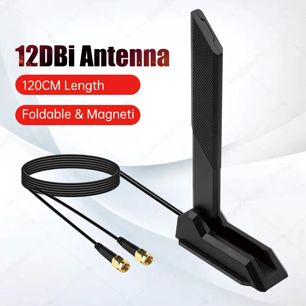 

Внешняя складная Wi-Fi антенна WiFi 6E 2.4G/5G/6G 12dBi с магнитным креплением, высоким коэффициентом усиления, для адаптера PCIE