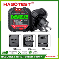 HABOTEST HT107Pro Socket Tester Voltage Test RCD 5/30mA Socket Detector UK EU US Plug Ground Zero Line Plug Polarity Phase Check