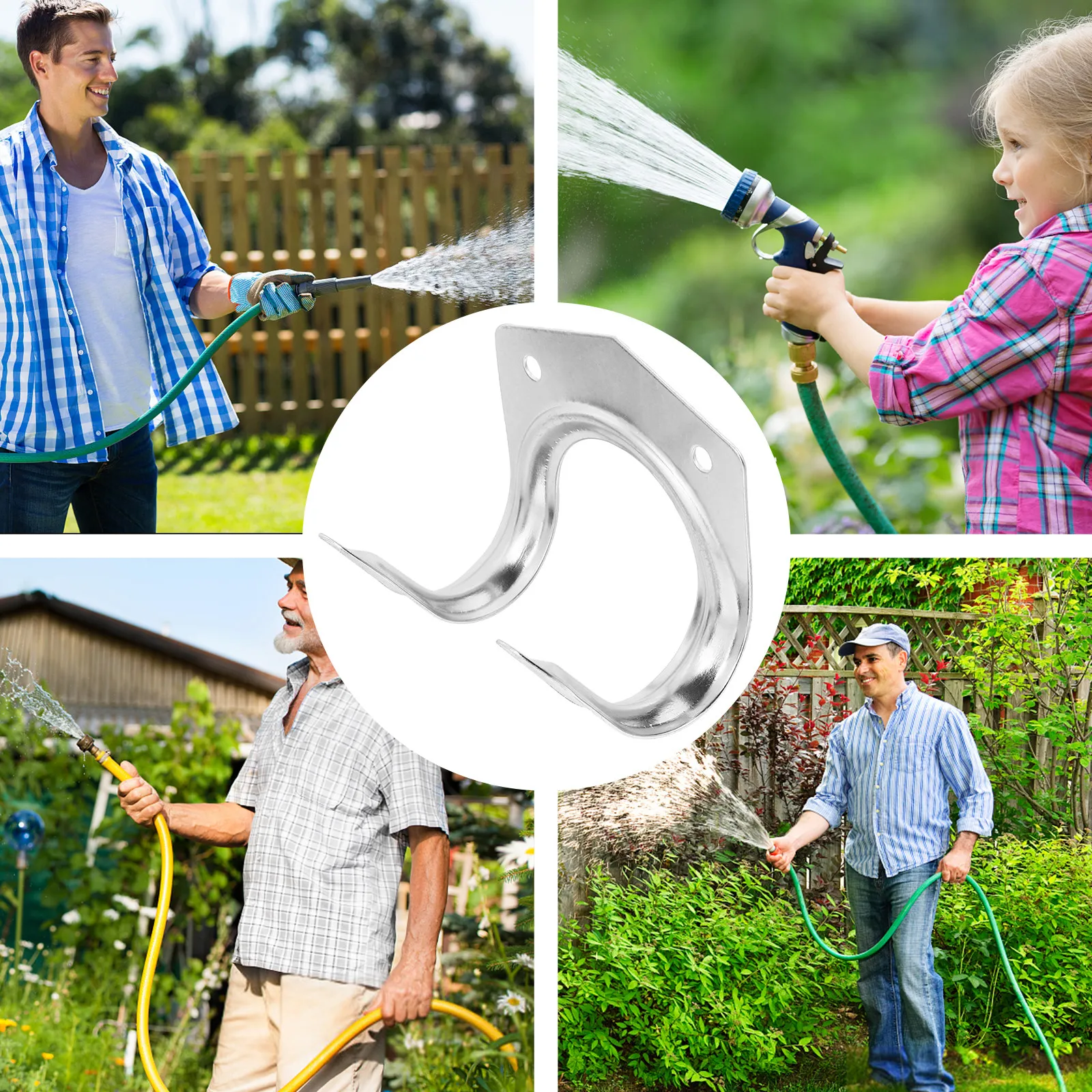 10Pcs Thick Iron Double Water Hook Rack for Outdoor Watering Hose Organization Wall Decorative Heavy Load Water Storage Holder