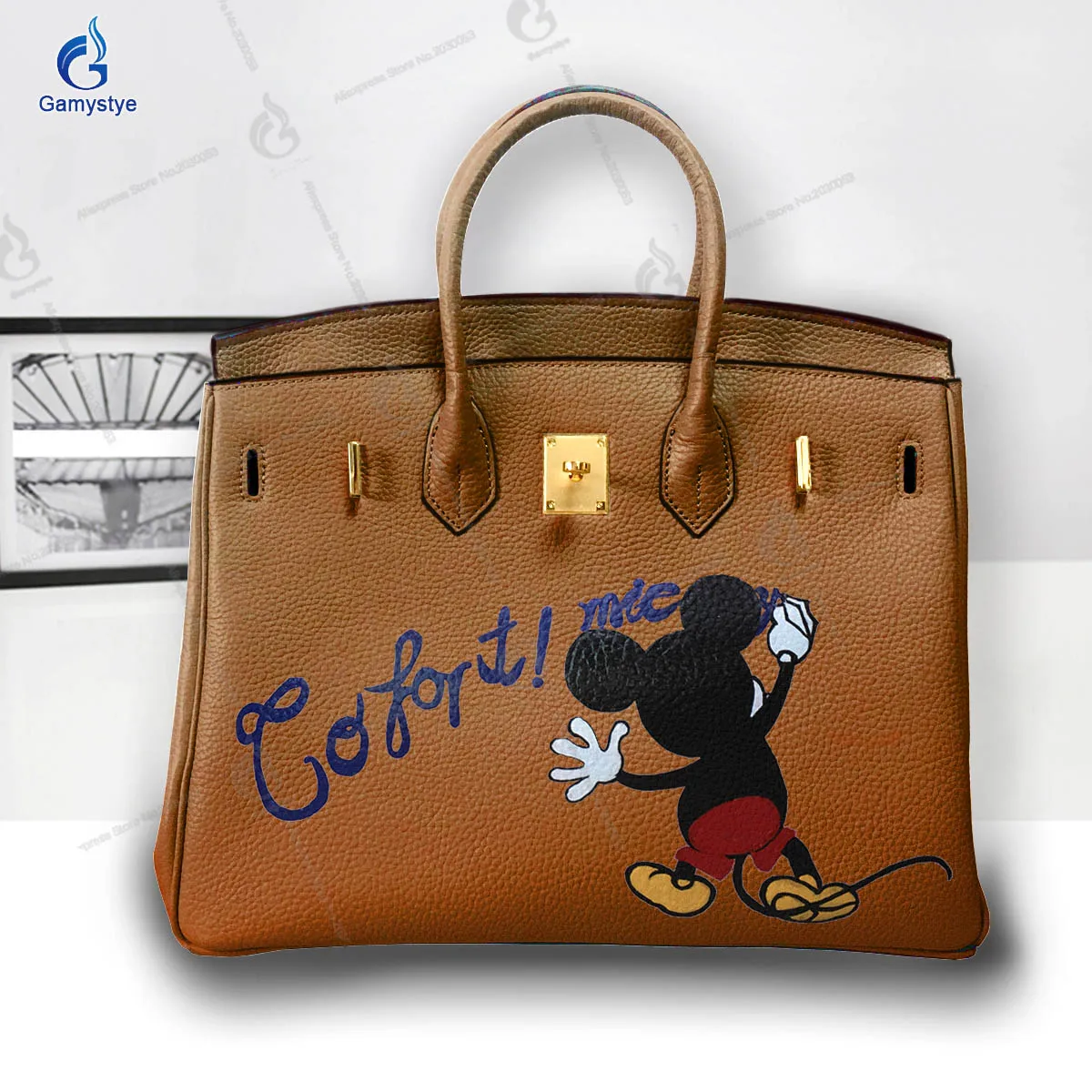 Personalizar bolso Art Hand Painted Cute little mouse Bags Women Clutch purses and handbags Designer Ladies purses Big Capacity