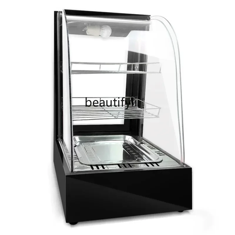 Display Cabinet Egg Tart Heated Display Cabinet Commercial Heating Cooked Hamburger Food Fried Chicken Bread Desktop Mini