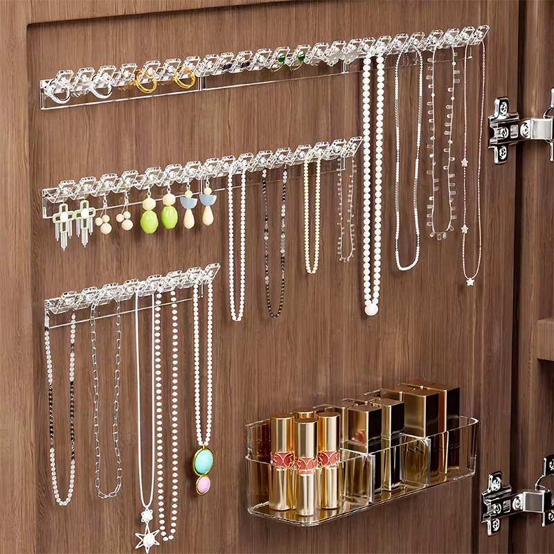 【IIOO】3/6Pcs Self-Adhesive Necklace Organizer Space-Saving Multi-Functional Jewelry Organizer Necklace Holder Wall Mounted