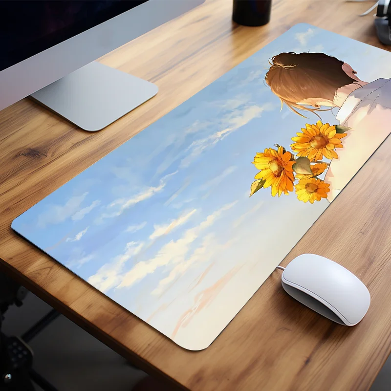 

Girl's Back Sunflower Large Game Mouse Pad Computer HD Desk Mat Keyboard Pad Rubber Non-Slip Gift for Friends Teens Girlfriend
