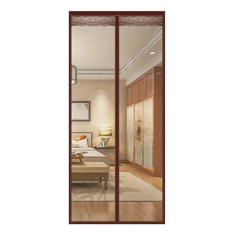 37 in. x 80 in. Brown Stainless Steel Magnetic Screen Door with Heavy Duty Magnets and Diamond Mesh Curtain