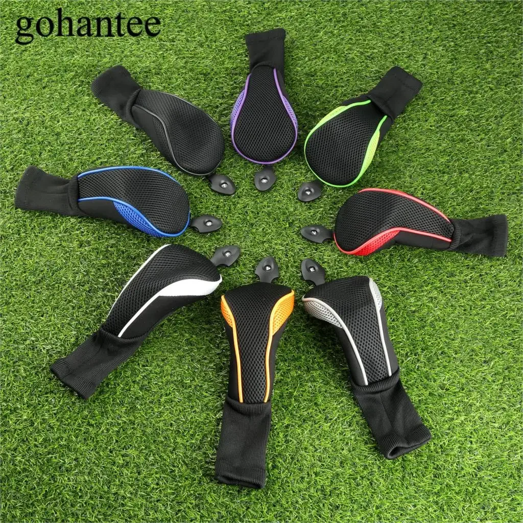 4 Pcs/Set Long Neck Golf Club Headcovers With Interchangeable No. Tag For Golf Hybrid Club Golfing Protect Head Covers 8 Colours