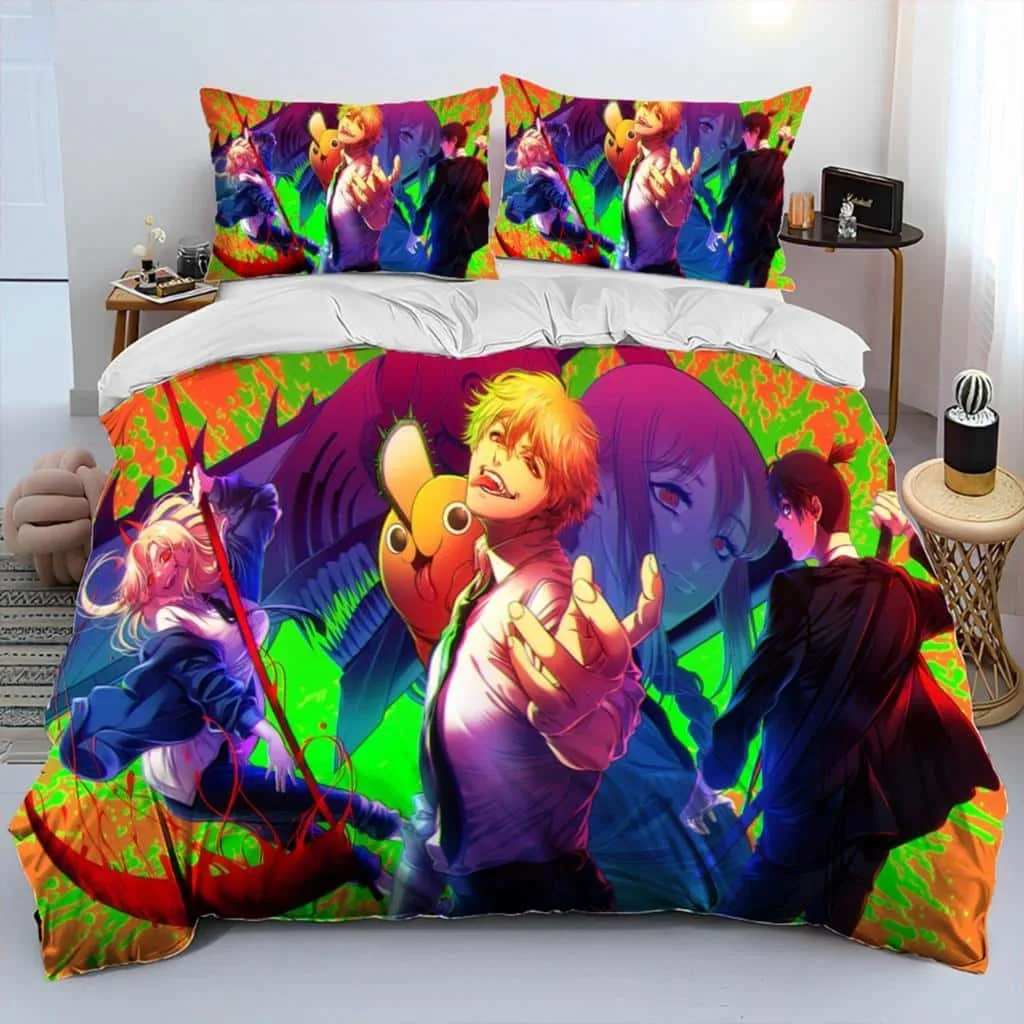 

3D аниме бензопила человек Denji комплект постельного белья мультфильм одеяло пододеяльник постельное белье пододеяльник наволочка king Queen Size