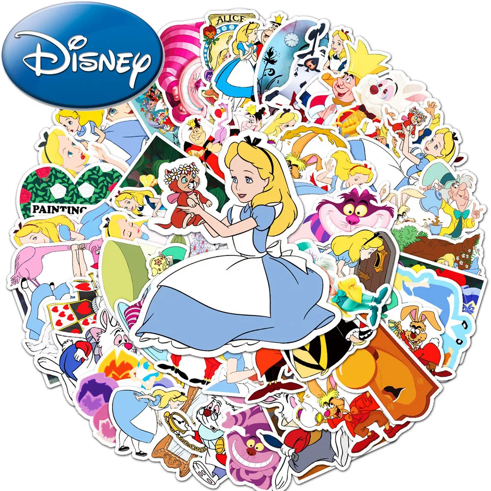 

10/30/50pcs Disney Anime Movie Alice in Wonderland Stickers Cute Cartoon Girl Decals Luggage Phone Notebook Sticker for Kids Toy