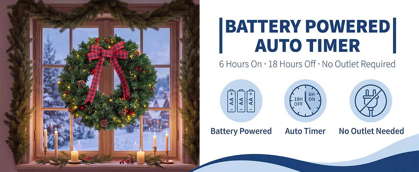 battery powered xmas wreath