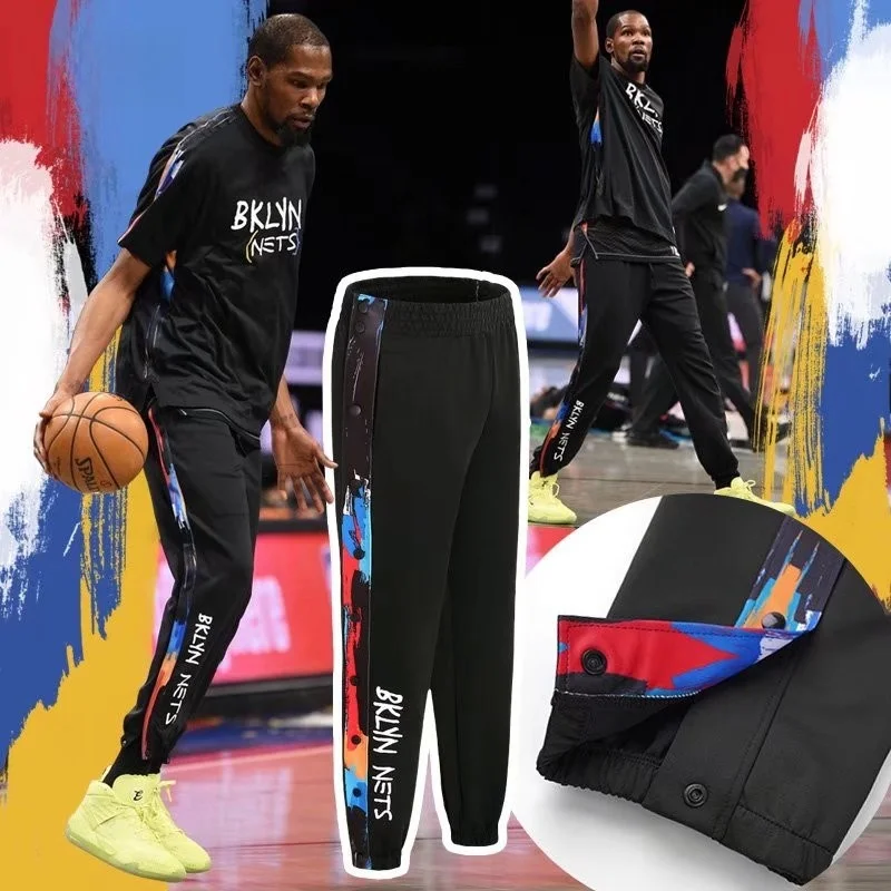 Thin Basketball Pants for Men with Buckles Training Sports Trousers Low Waist Micro Stretch Casual Loose Fit Nine Points