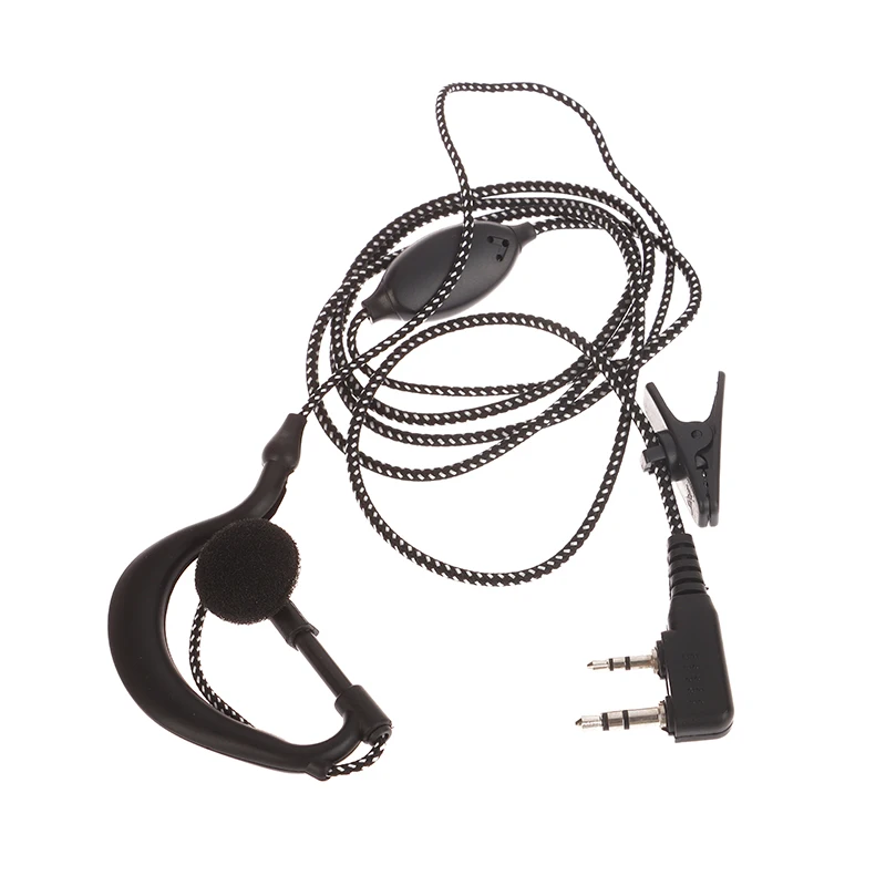 Auricular con gancho para la oreja de alta calidad, interfono para BAOFENG UV5R, auricular de 2 pines, micrófono para Radio de seguridad, Walkie Talkie