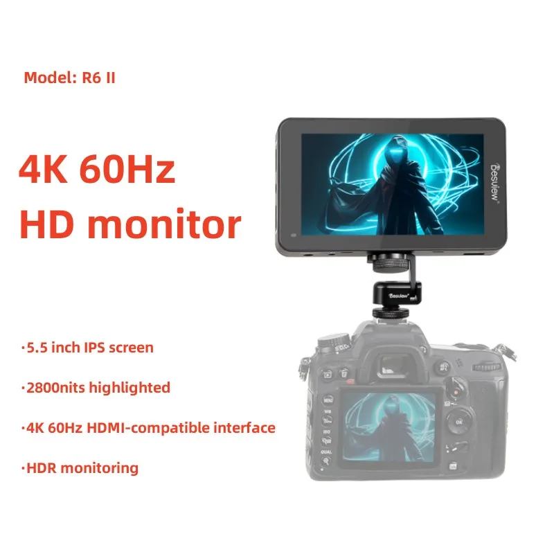 

Bestview R6 II Uhb Monitor 5.5 Inch 4K60 HDMI-compatible Fhd 1920X1080 3D Lut Hdr Touch Screen On Camera Field Monitor for Dslr