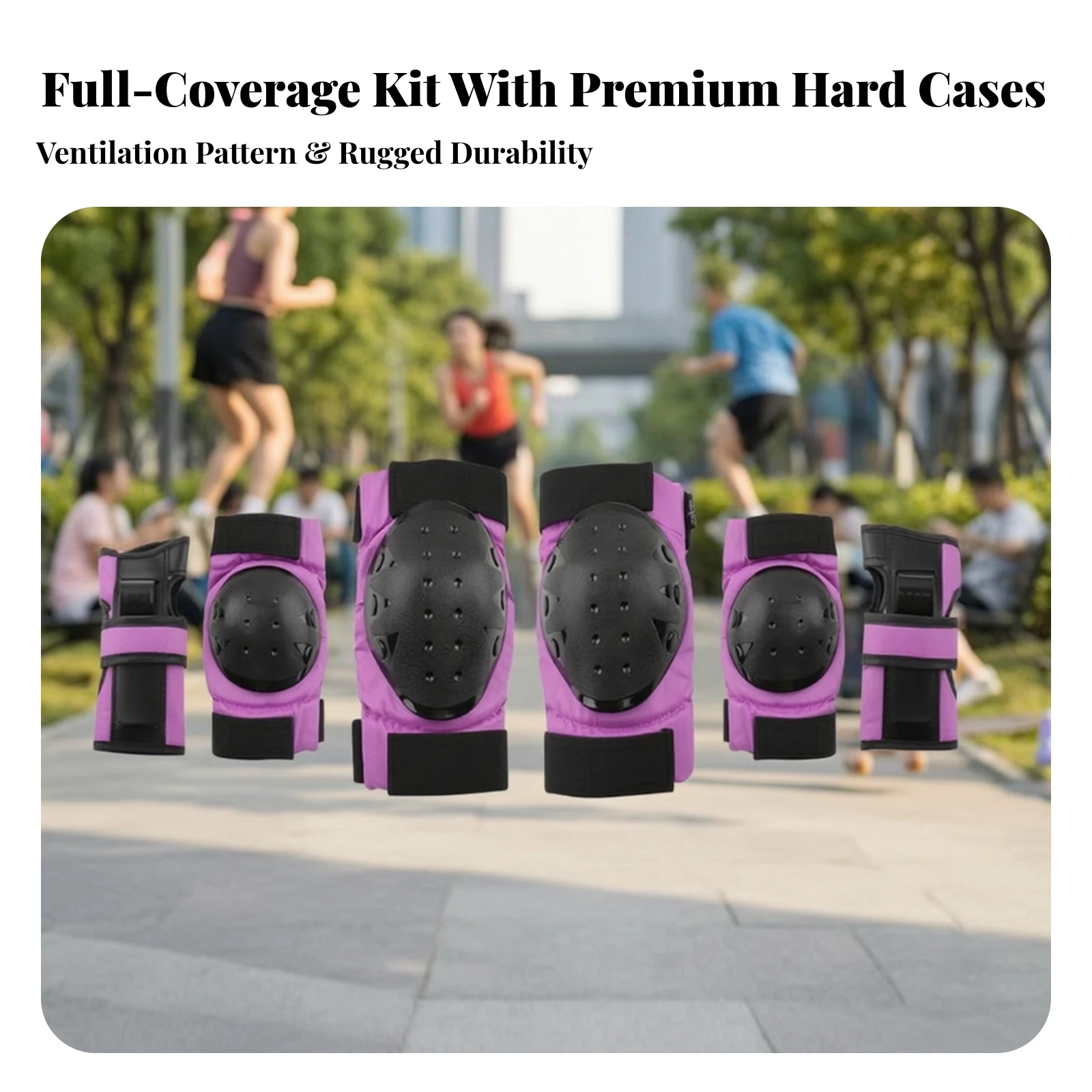Safety Gear Set Shock Absorbing Pads with Wrist Guards Safety Pad Set Long-Lasting Skate Pads Safe for Beginners, Skateboarding