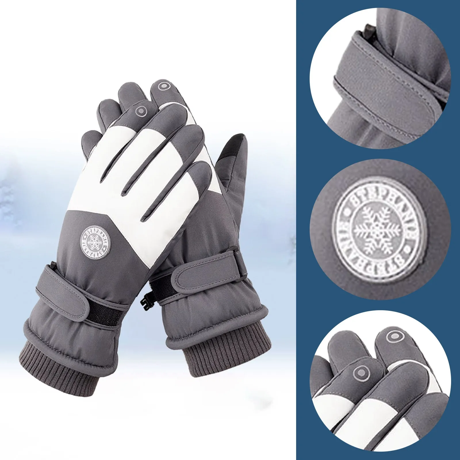 Thickened Velvet Gloves Ski Gloves Water Repellent Windproof Ski Gloves for Men Women Youth Waterproof for Outdoor for Skiing