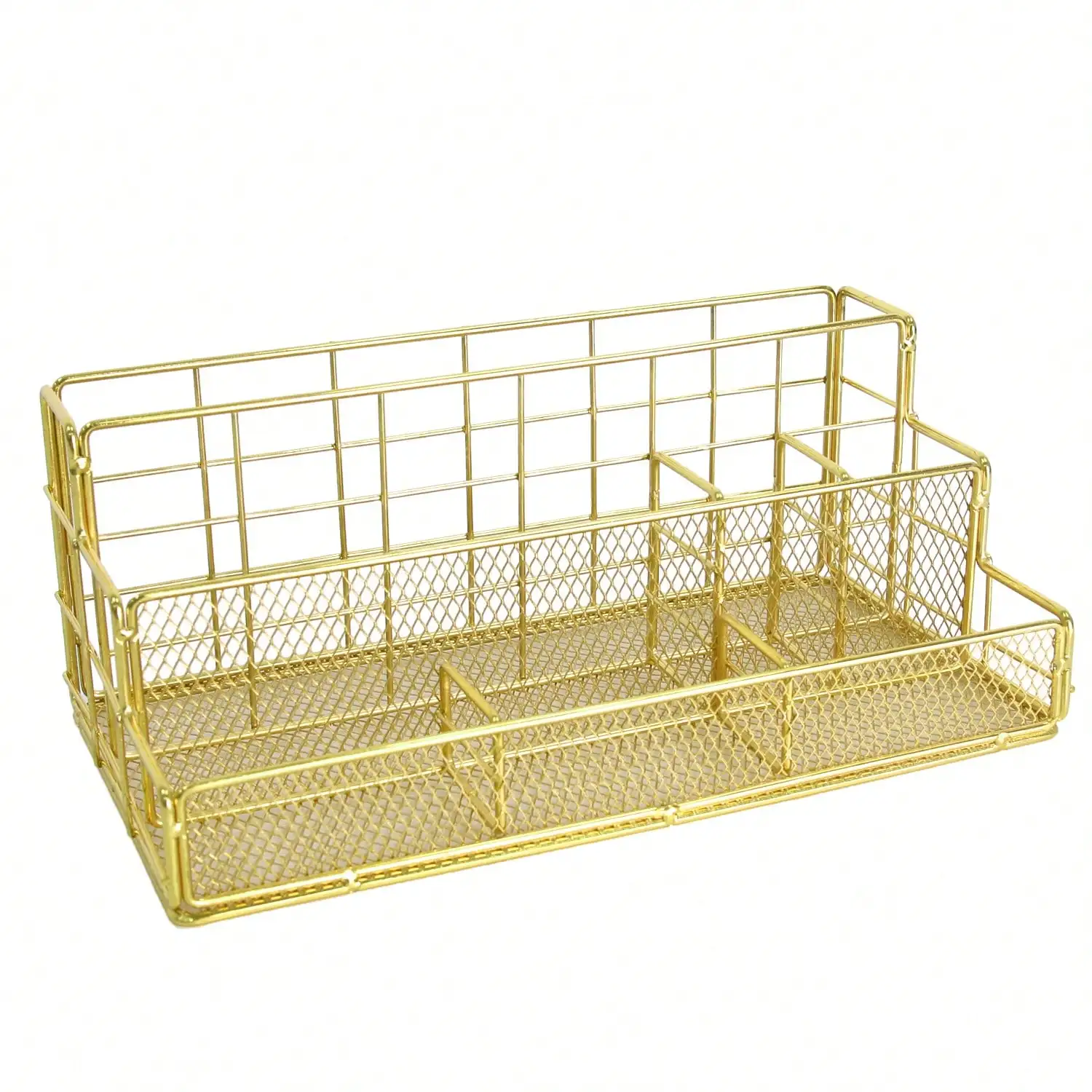 

1 PC Desk Document Storage Box Iron Stationery Storage Rack Office File Holder Modern Design(Yellow&Champagne Gold)