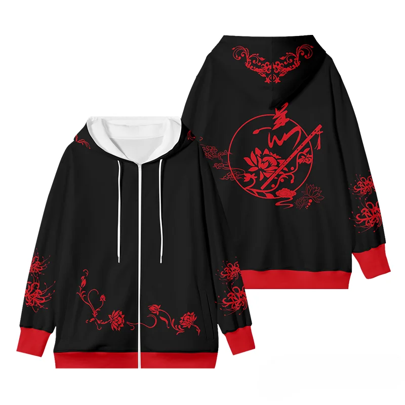 Grandmaster of demonic zei Wuxian เสื้อกันหนาวซิปเสื้อฮู้ดกันหนาวผู้ชายสำหรับผู้หญิง