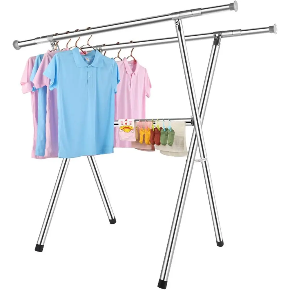 

Indoor Retractable Stainless Steel Clothes Drying Rack - Adjustable Heavy Duty for Socks, Sheets (94in)