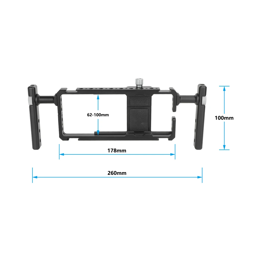 Клетка для телефона с камерой и поворотной двойной ручкой, вмещает телефон, широкая клетка от 2,4 до 3,9 дюйма для iPhone, видеозапись, кинопроизводство